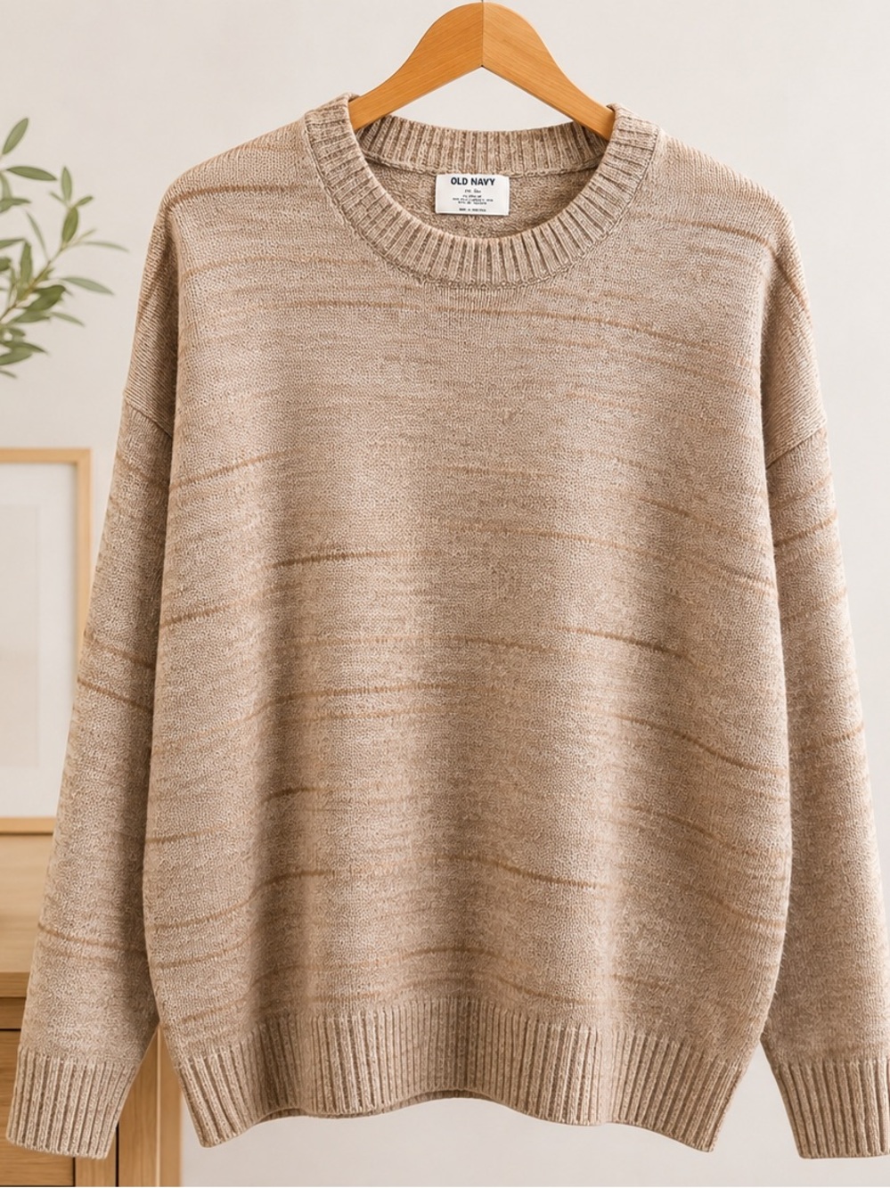 Old Navy XXL Tall Men’s Beige Abstract Knit Crewneck Sweater